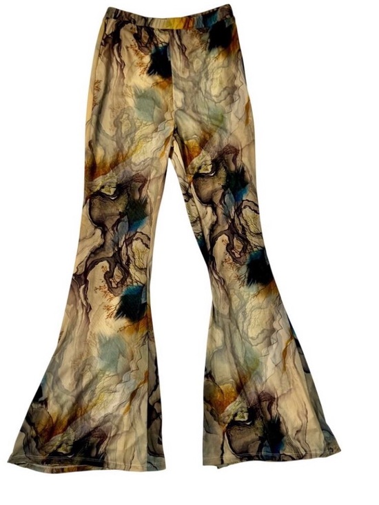 Blanc Pants - Blanc Abstract Lined Mesh Flare Print Y2K
Size L